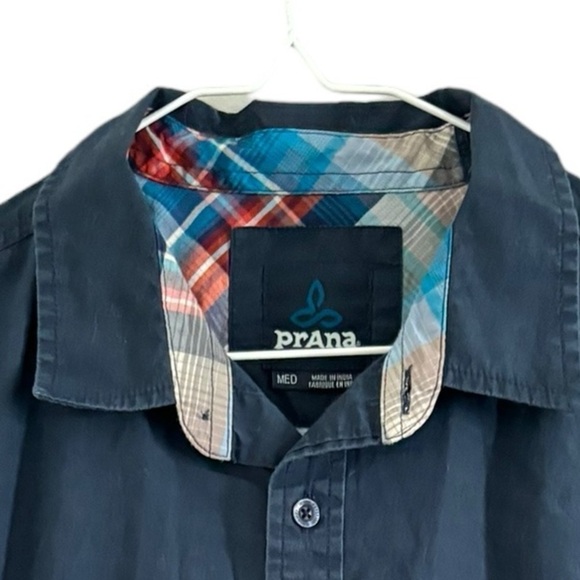 PRANA Broderick Short Sleeve Button Up Shirt Men's Med Organic Cotton Blue Ridge - Picture 4 of 11